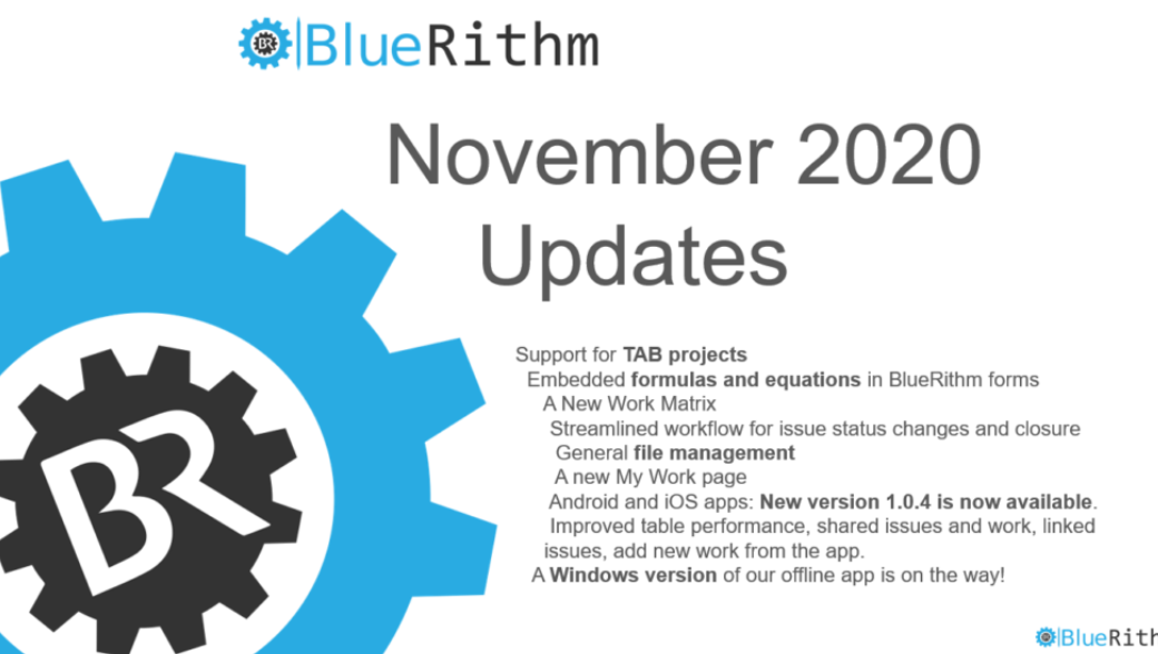 BlueRithm November 2020 Updates